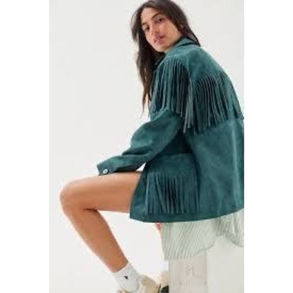 Urban Outfitters XS $149 Willie Faux Suede Fringe Jacket - Picture 4 of 5